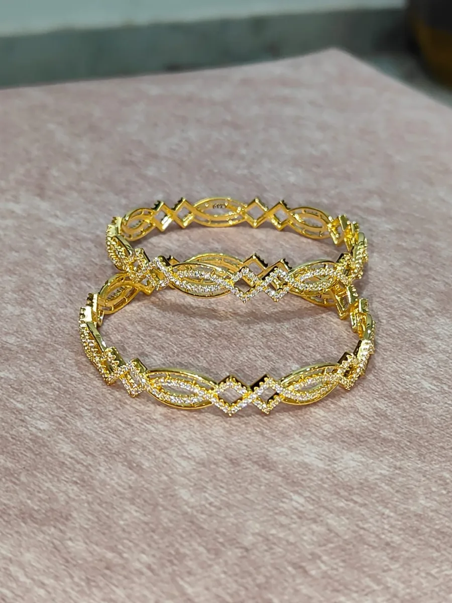 Bandhan Weave Bangles (2 pc) — 1 gram gold plated bangles by GoldVibe Jewellery