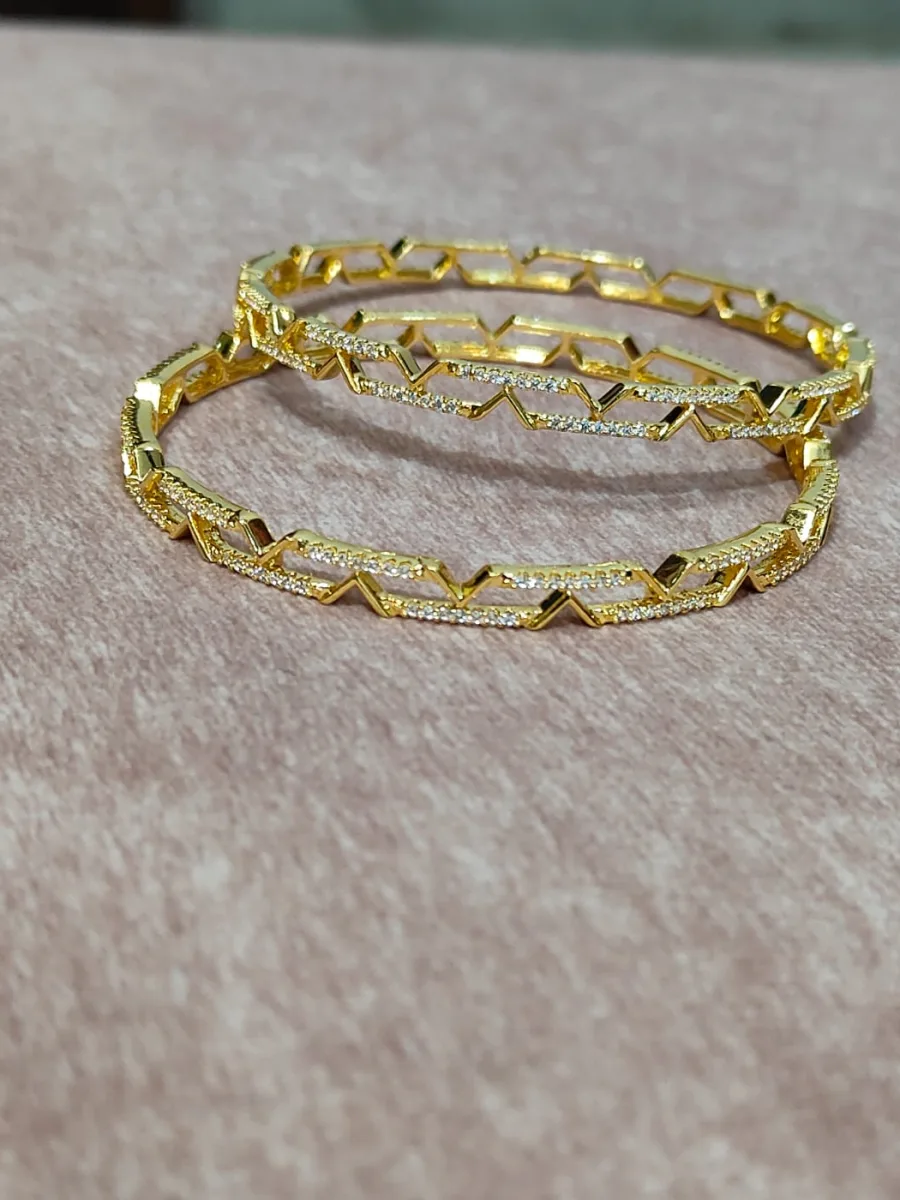 Kiran Zigzag Bangles (2 pc) — 1 gram gold plated bangles by GoldVibe Jewellery