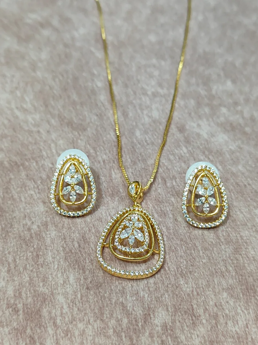 Noor Teardrop Pendant Set — 1 gram gold plated necklaces by GoldVibe Jewellery