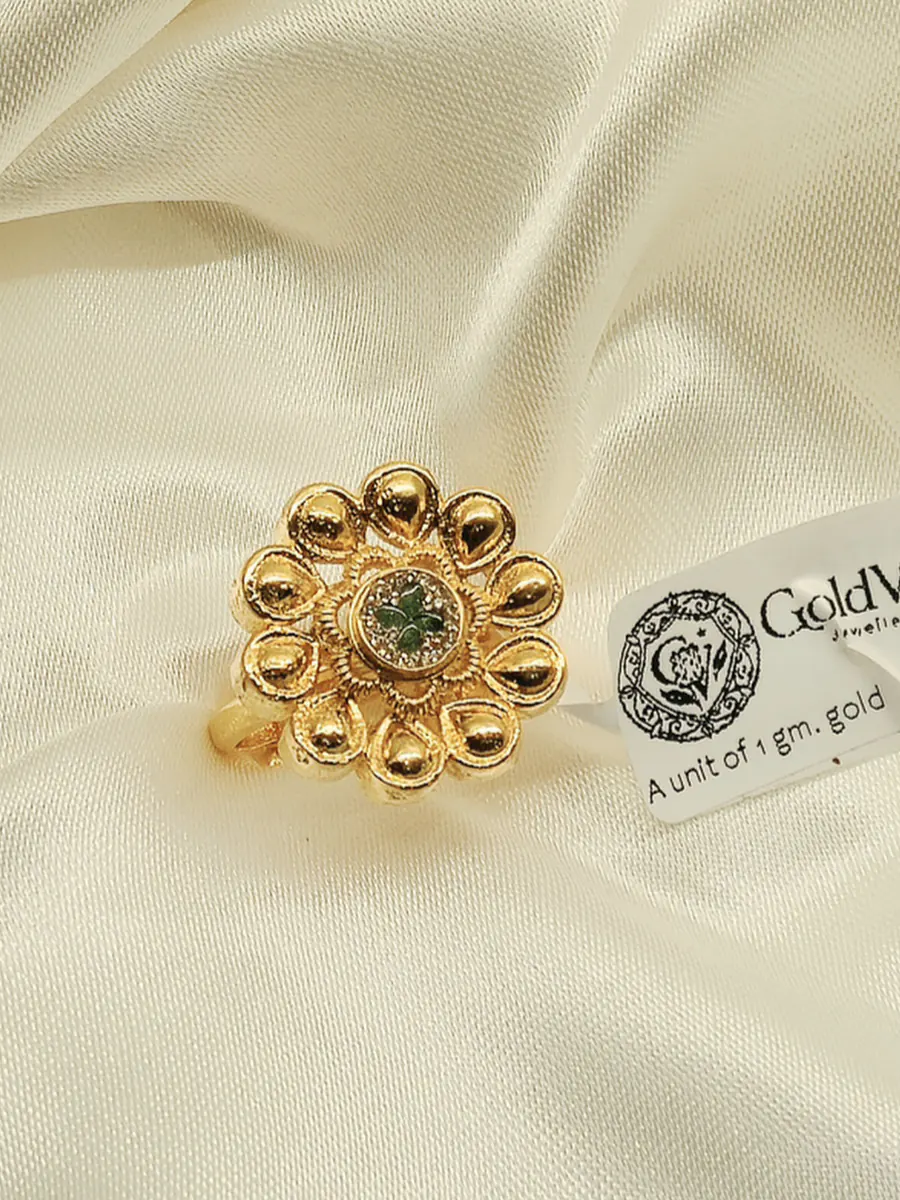Harit Floral Ring — 1 gram gold plated rings by GoldVibe Jewellery